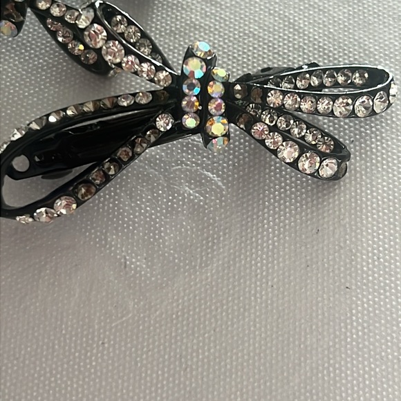 Vintage Double Bow Barretts with Borealis Aurora and Clear Crystals - Picture 4 of 11